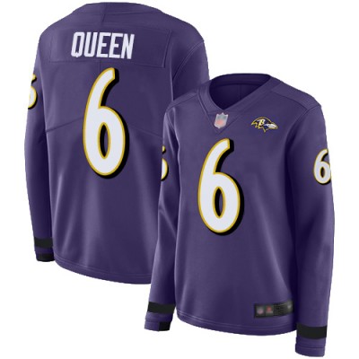 Nike Baltimore Ravens #6 Patrick Queen Purple Team Color Women's Stitched NFL Limited Therma Long Sleeve Jersey
